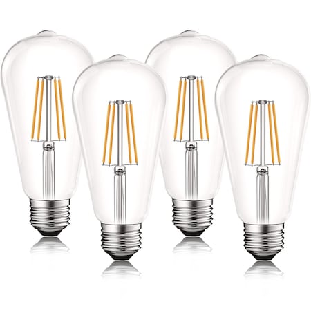 Luxrite ST19 LED Edison Light Bulbs 8W 75W Equivalent 800LM 5000K Bright White Dimmable E26 Base, 4PK LR21650-4PK